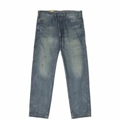 RRL STRAIGHT FIT STRIPED INDIGO PANTS (LATTING WORK) Bottoms