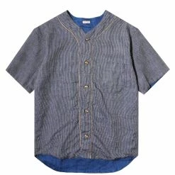 Kapital IDG LINEN BAMBOO STRIPE BASEBALL SHIRT Shirts