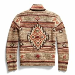 RRL HAND-KNIT MIXED STICHES SHAWL CARDIGAN