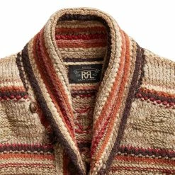 RRL HAND-KNIT MIXED STICHES SHAWL CARDIGAN