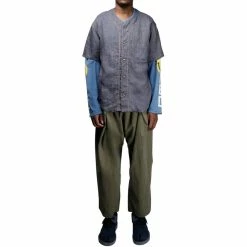Kapital IDG LINEN BAMBOO STRIPE BASEBALL SHIRT Shirts